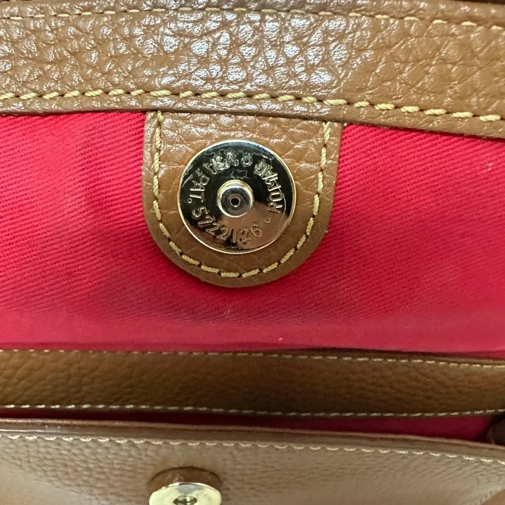 Dooney & Bourke Pebbled Leather Satchel Bag Ginger Tan Tassel Gold Hardware